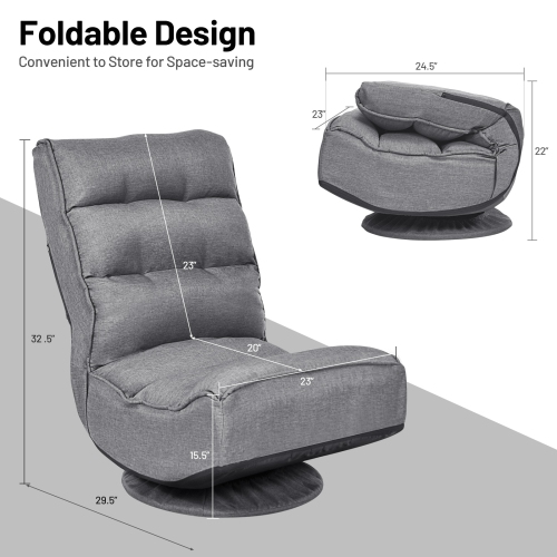 Fauteuil de jeu pliable à 5 positions - Gris