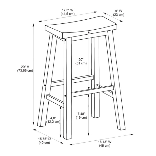 Pemberly Row Transitional 29" Wood Bar Stool in Antique Black