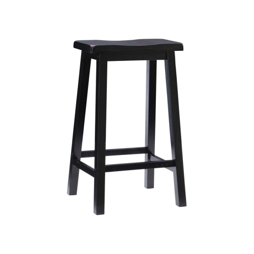 Pemberly Row Transitional 29" Wood Bar Stool in Antique Black