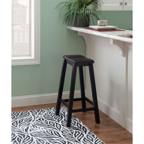 Pemberly Row Transitional 29" Wood Bar Stool in Antique Black