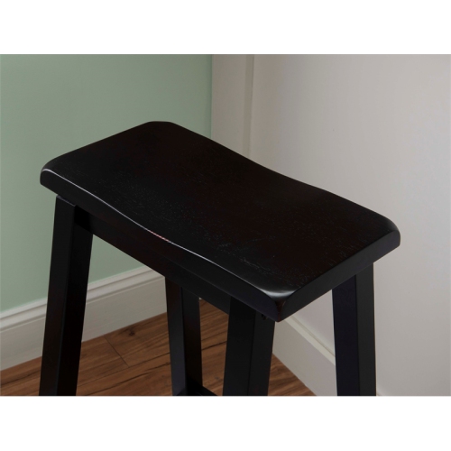 Pemberly Row Transitional 29" Wood Bar Stool in Antique Black