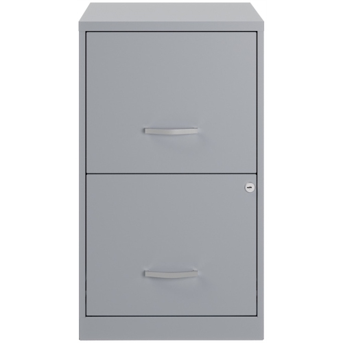 Space Solutions 18"D 2 Drawer Metal File Cabinet - Gray/Platinum