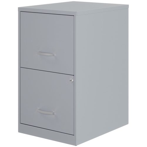 Space Solutions 18"D 2 Drawer Metal File Cabinet - Gray/Platinum