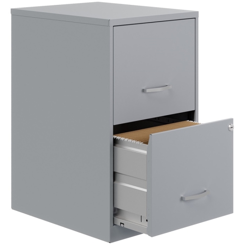 Space Solutions 18"D 2 Drawer Metal File Cabinet - Gray/Platinum