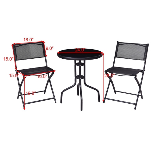 3 Piecs Folding Bistro Table Chairs Set for Indoor and Outdoor