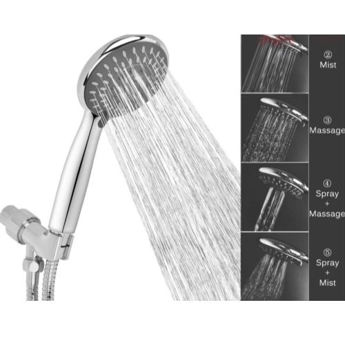 Handheld Shower Head Features Elegant Plating Finish With Stainless Steel Hose 