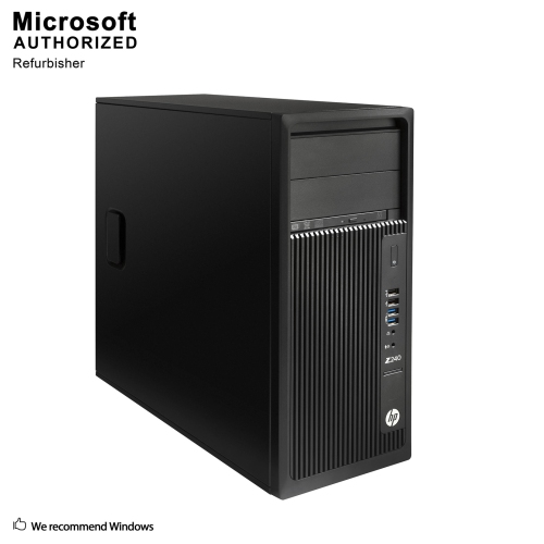 HP  Refurbished (Good) - Z240 Tower PC, Intel Core I3-6100 3.7Ghz, 8G Ddr4, 1 Tb HDD, Dp, Dvi, 4K Support, Wifi, Bt, Keyboard & Mouse, Win10Pro 64Bit