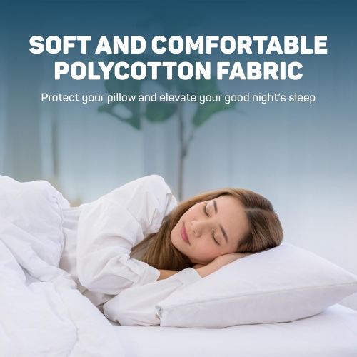 Canadian Linen Cotton Pillow Protector Full Zipper Encasement, 20"x30" Queen, 2 pack Soft Breathable Natural Cooling Fabric Bed Bug Proof Pillow Cover