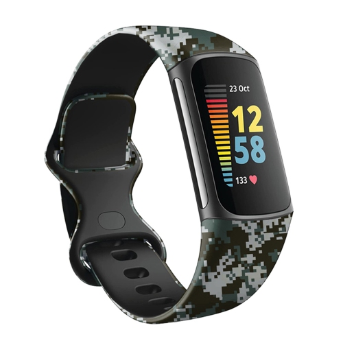 NAVOR  Compatible With Fitbit Charge 5 Adjustable Band, Soft Silicone Replacement Fitness Floral Printed Strap Wristband for Men & Women In Multicolor