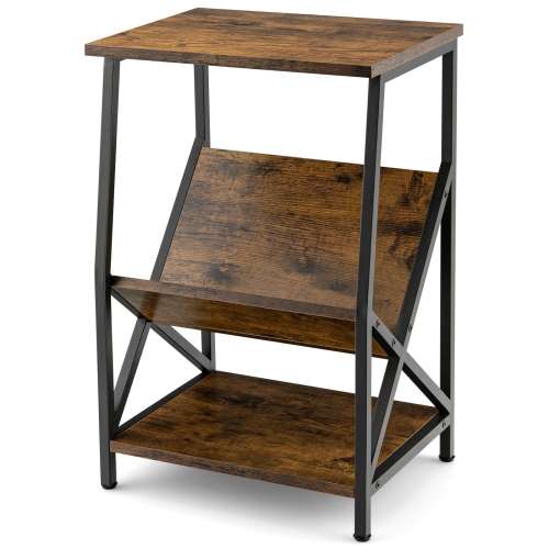 SLICKBLUE  3-Tier Side Table With V-Shaped Bookshelf