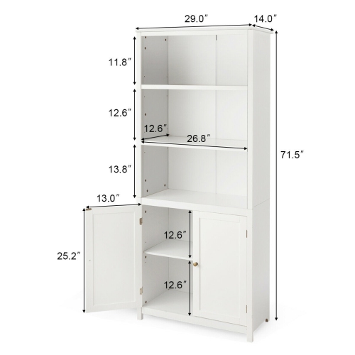Wooden Bookcase with Doors Standing Storage Cabinet and Display Unit