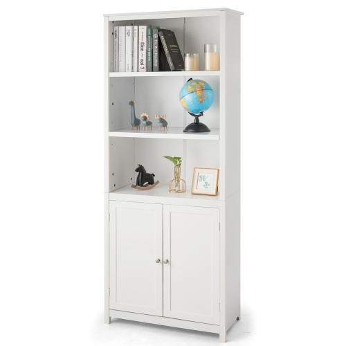Wooden Bookcase with Doors Standing Storage Cabinet and Display Unit