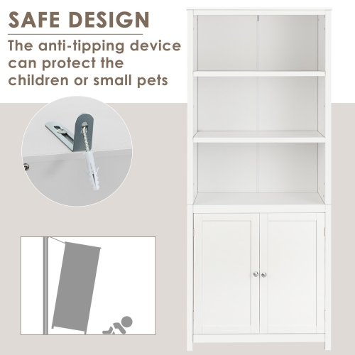 Wooden Bookcase with Doors Standing Storage Cabinet and Display Unit