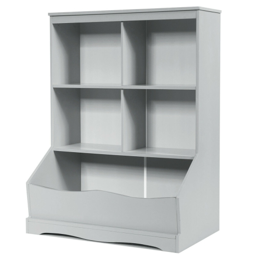 Kids 3-Tier Bookcase with Storage Bins and Multi-Functional Cabinet