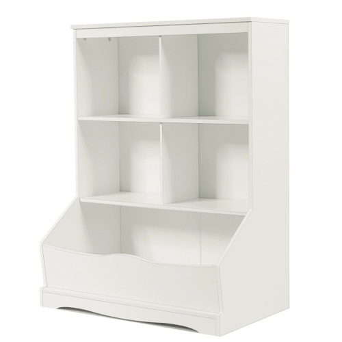 Kids 3-Tier Bookcase with Storage Bins and Multi-Functional Cabinet