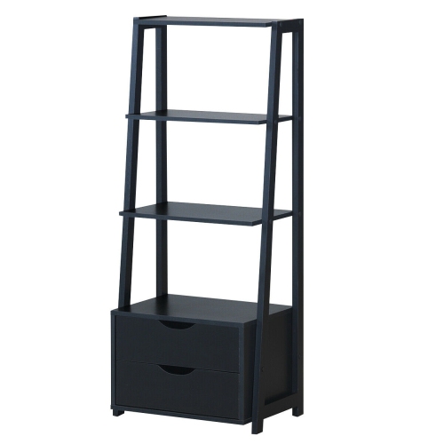 SLICKBLUE  4-Tier Ladder Bookshelf Storage Display With 2 Drawers