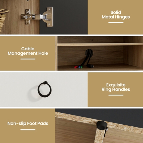 Contemporary 55" TV Stand for 60" TVs – 2-Door Storage Console for Home Media Setup