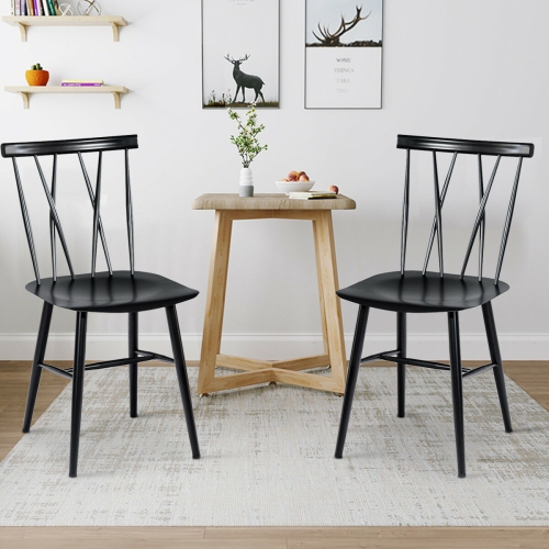 Rustic Cross Back Side Chairs – Set of 2 Armless Dining Chairs for Kitchen or Café