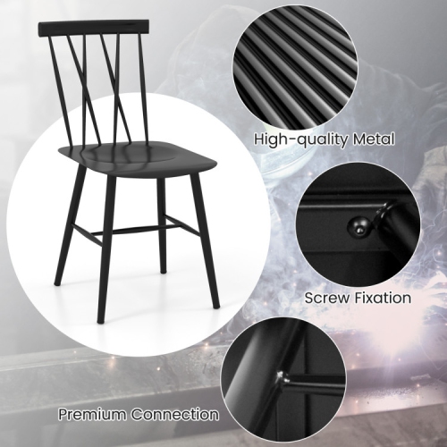 Rustic Cross Back Side Chairs – Set of 2 Armless Dining Chairs for Kitchen or Café