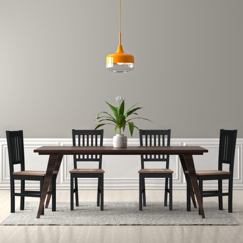 Set of 4 Dining Chair Spindle Back Wooden Legs