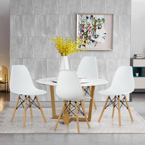 Set of 4 Modern Dining Chairs with Wood Legs, Armless Design for Kitchen or Dining Room