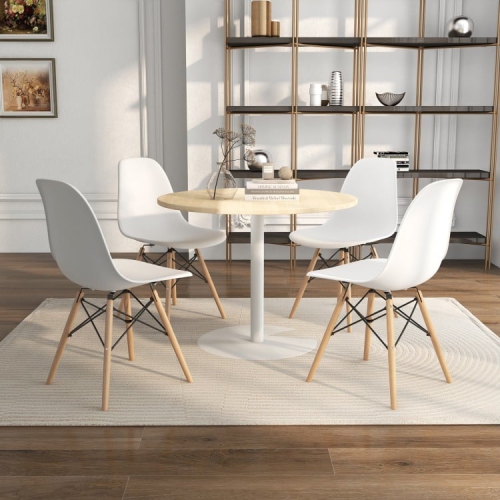 Set of 4 Modern Dining Chairs with Wood Legs, Armless Design for Kitchen or Dining Room