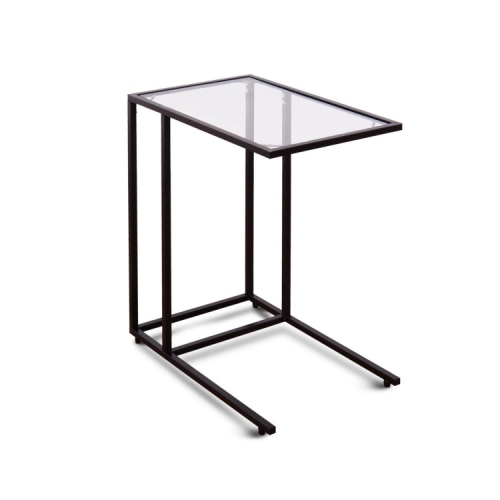 Contemporary Glass End Table – Sofa Side Table with Metal Frame for Small Spaces