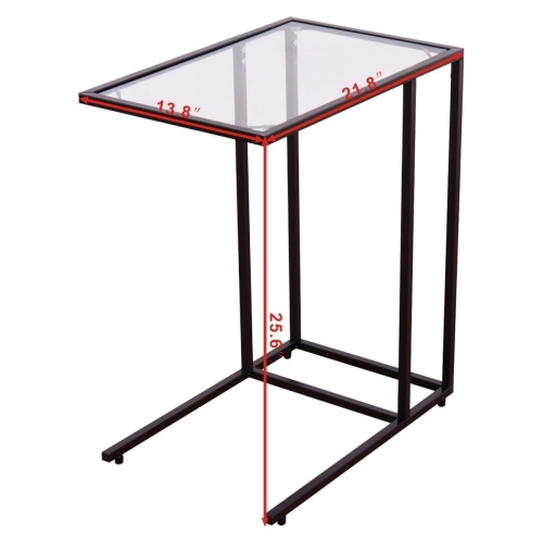 Contemporary Glass End Table – Sofa Side Table with Metal Frame for Small Spaces