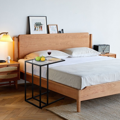 Contemporary Glass End Table – Sofa Side Table with Metal Frame for Small Spaces