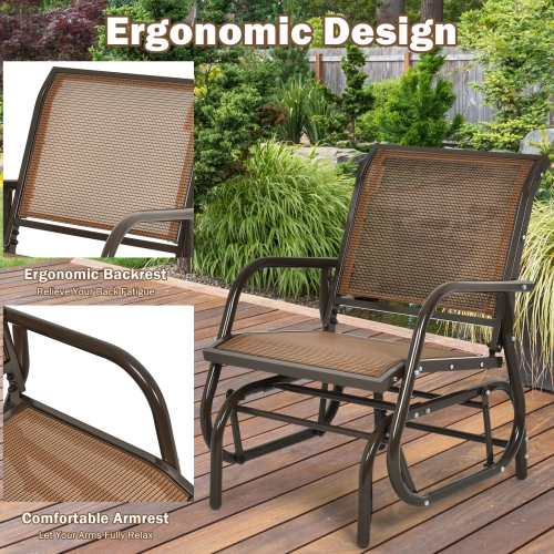 Outdoor Single Swing Glider Rocking Chair with Armrest