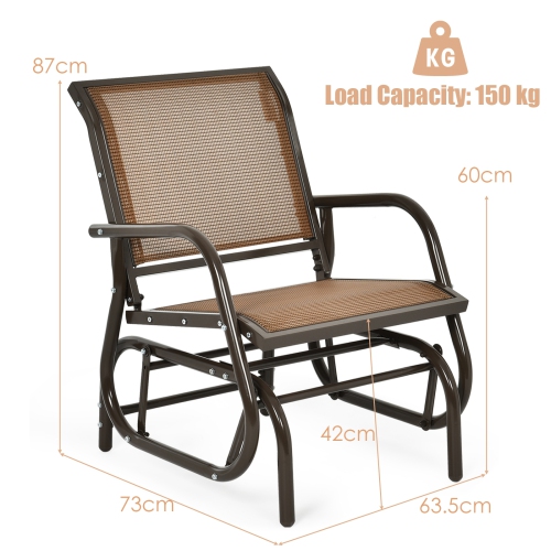 Outdoor Single Swing Glider Rocking Chair with Armrest