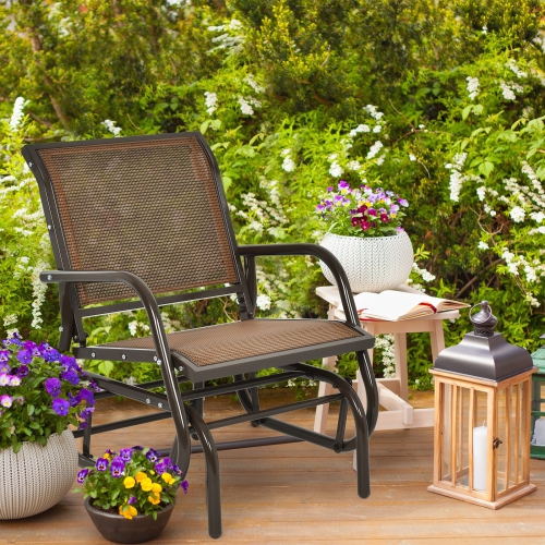 Outdoor Single Swing Glider Rocking Chair with Armrest