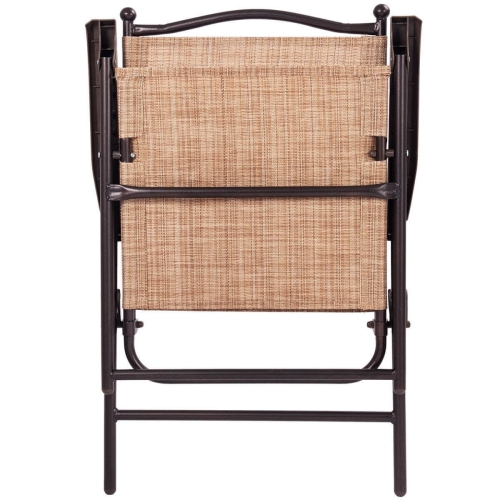 Ensemble de 2 chaises de camping pliantes à dossier en toile de patio - Beige