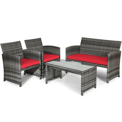 SLICKBLUE  Durable 4-Piece Patio Rattan Furniture Set for Garden Or Balcony