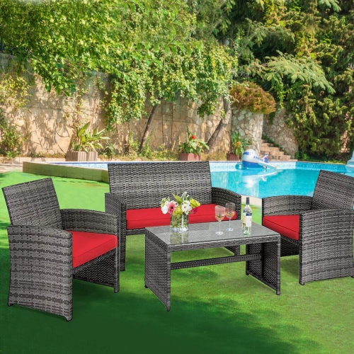 Durable 4-Piece Patio Rattan Furniture Set for Garden or Balcony