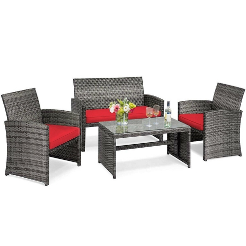 Durable 4-Piece Patio Rattan Furniture Set for Garden or Balcony
