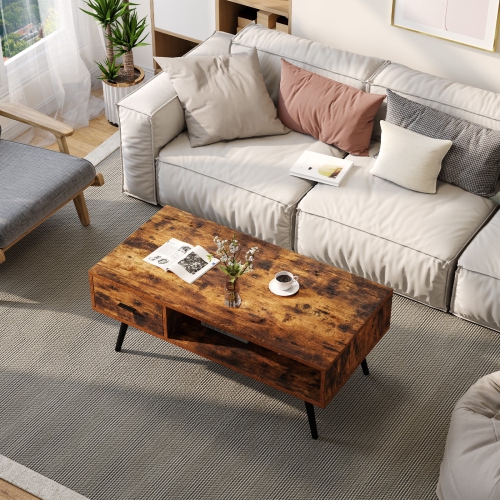 Mid Century Modern Living Room Retro Coffee Table-Brown