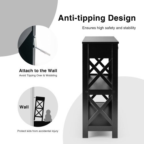 Console Table 3-Tier with Drawer and Storage Shelves