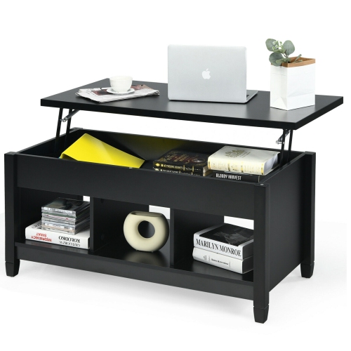 Lift Top Coffee Table with Hidden Storage Compartment-Black