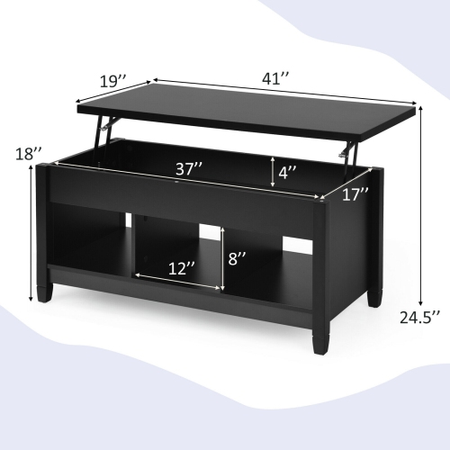Lift Top Coffee Table with Hidden Storage Compartment-Black
