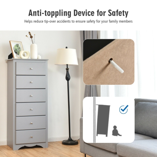 commode à 6 tiroirs pour le rangement des vêtements, idéale pour l'organisation des meubles de chambre à coucher