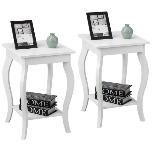 Set of 2 Accent Side Tables with Shelf