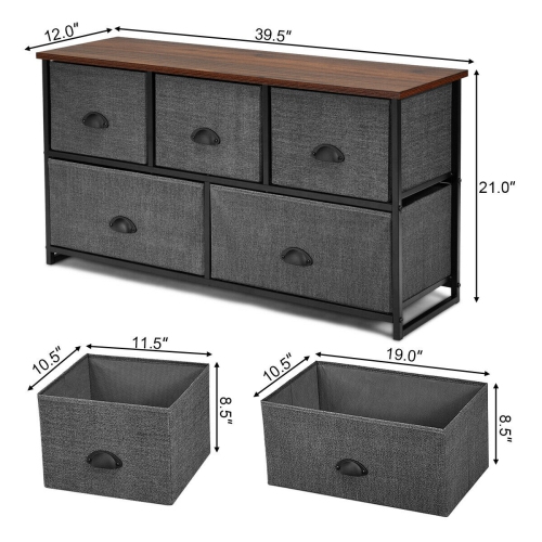 Wooden Dresser Storage Unit and Side Table Organizer for Bedroom or Living Room
