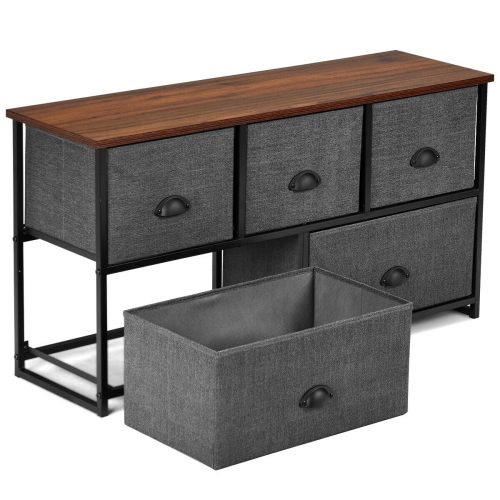 Wooden Dresser Storage Unit and Side Table Organizer for Bedroom or Living Room