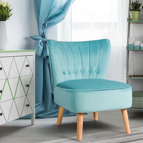 Chaise d’appoint sans accoudoirs en velours capitonné - Vert