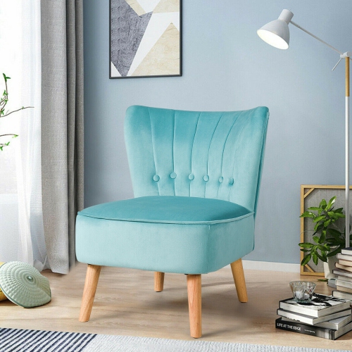 Chaise d’appoint sans accoudoirs en velours capitonné - Vert