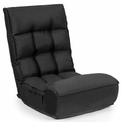 SLICKBLUE  4-Position Adjustable Floor Chair Folding Lazy Sofa-Black