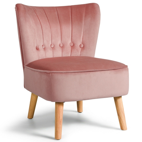 SLICKBLUE  Armless Accent Chair Tufted Velvet Leisure Chair-Pink