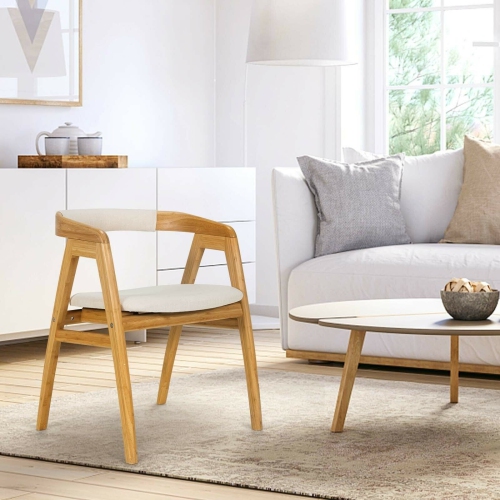 Leisure Bamboo Dining Chair with Curved Back and Anti-slip Foot Pads-Natural