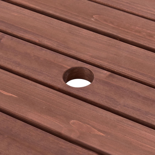 6-Person Patio Wood Picnic Table Beer Bench Set